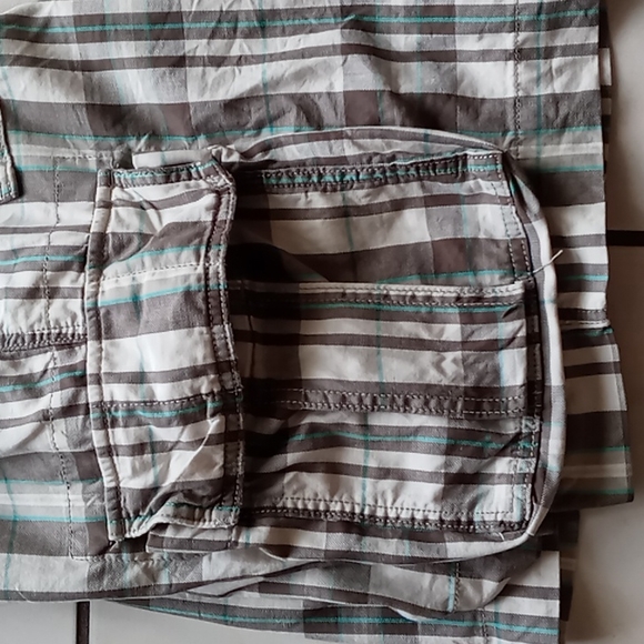 Mossimo Supply Co Men's Cargo Shorts Plaid Brown n Cream w Mint Stripe SZ 38 - Picture 9 of 16